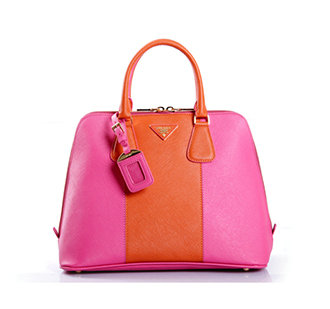 2014 Prada Saffiano Calf Leather Two Handle Bag BL0837 red&orange